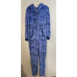 Disney Lilo & Stitch Pajama PJ Jumpsuit One Piece Sleepwar Adult XL Hood